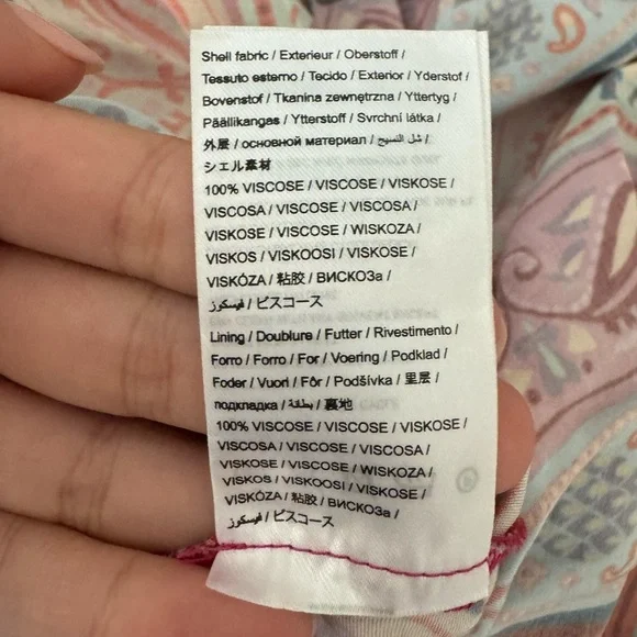 Farm Rio Colorful Floral Bandana Beaded Belt Waist Midi Dress size S - Picture 10 of 10